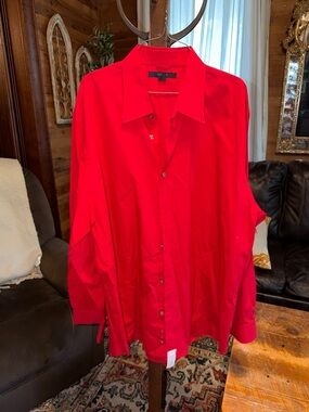 Express Men's Bright Red Button-Front Dress Shirt